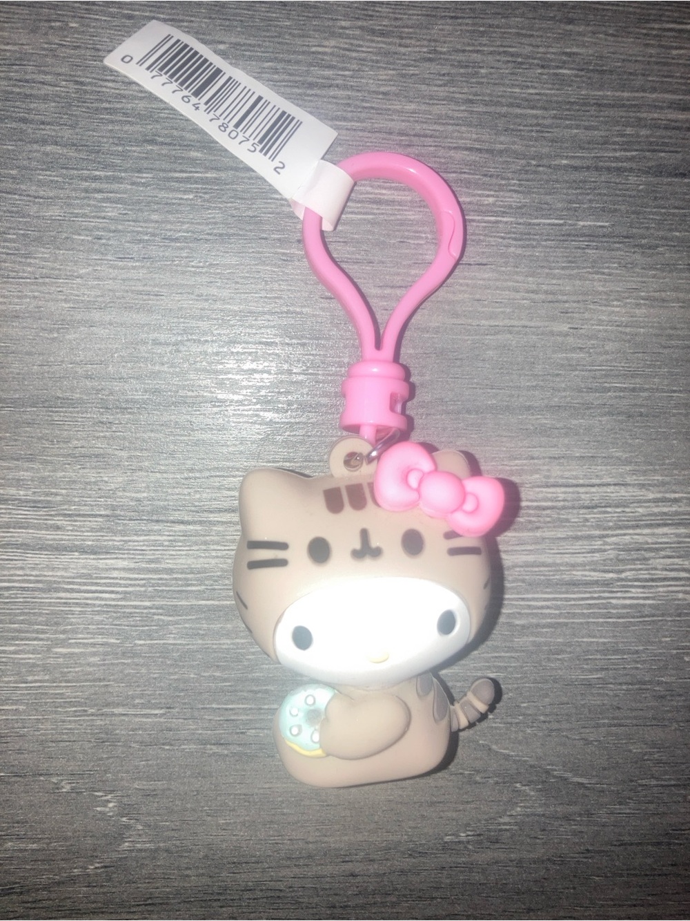 Hello Kitty and Pusheen Keychain with Pink Bow Clip